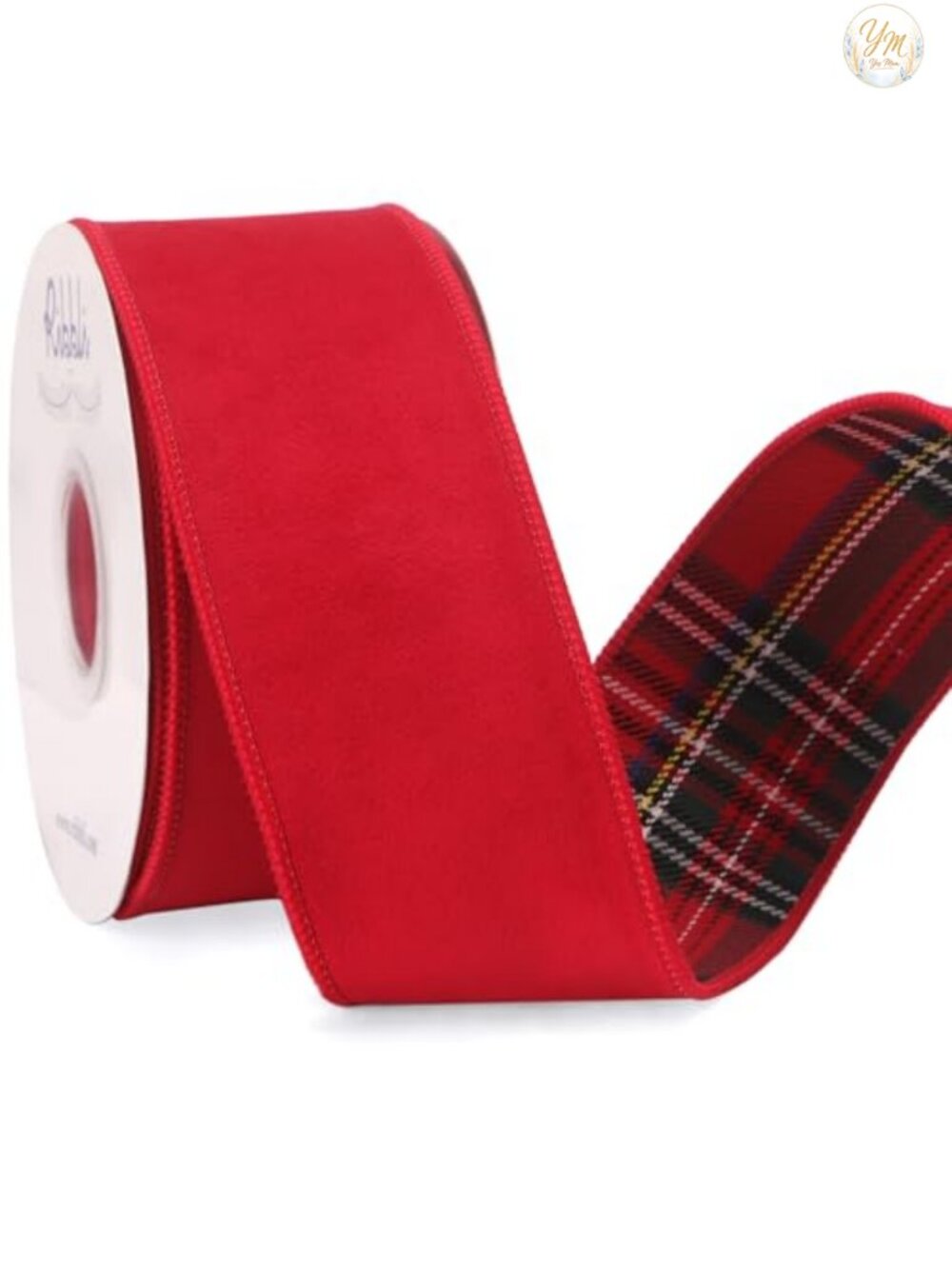 Reversible Velvet Plaid Wired Ribbon 2.5 Inch 10 Yards Christmas Craft